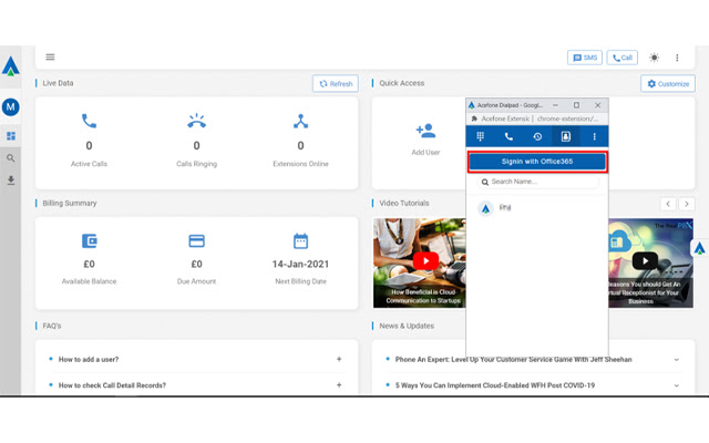 Acefone Extension For Office365 from Chrome web store to be run with OffiDocs Chromium online Acefone Extension For Office365 from Chrome web store to be run with OffiDocs Chromium online