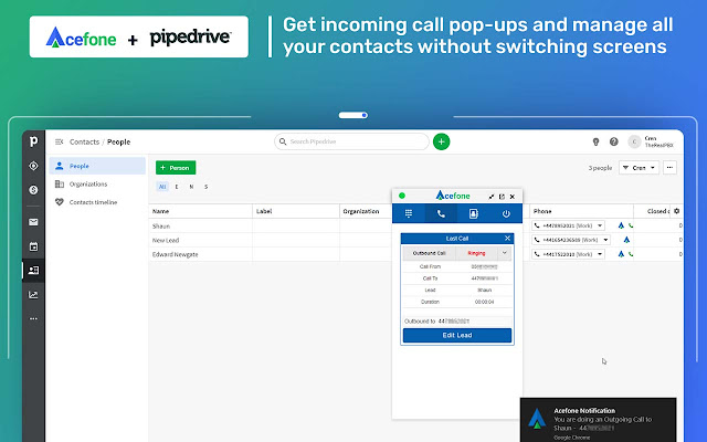 Acefone Extension For Pipedrive from Chrome web store to be run with OffiDocs Chromium online Acefone Extension For Pipedrive from Chrome web store to be run with OffiDocs Chromium online