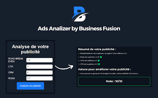 Ads Analizer Analysez vos publicités from Chrome web store to be run with OffiDocs Chromium online Ads Analizer Analysez vos publicités from Chrome web store to be run with OffiDocs Chromium online