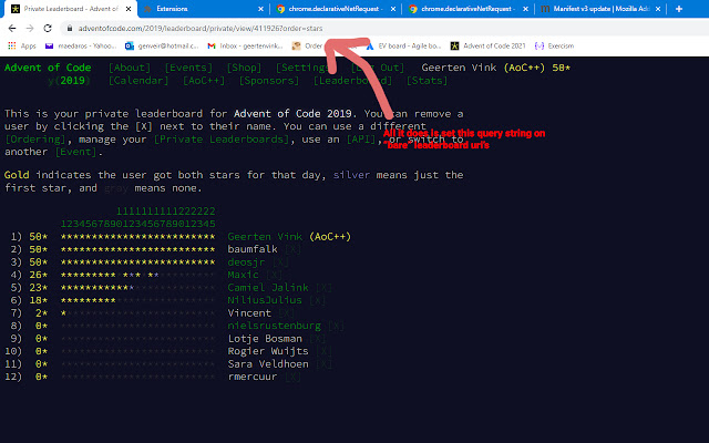 Advent of Code Stars Order by default from Chrome web store to be run with OffiDocs Chromium online Advent of Code Stars Order by default from Chrome web store to be run with OffiDocs Chromium online