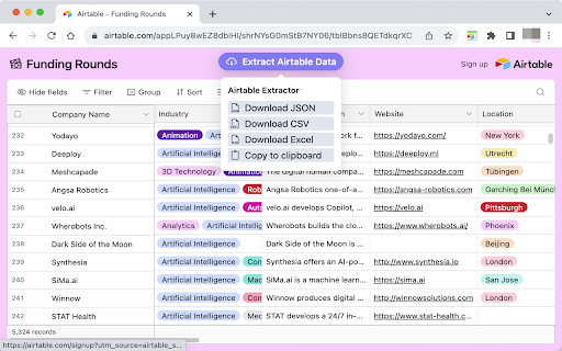 Airtable Extractor from Chrome web store to be run with OffiDocs Chromium online Airtable Extractor from Chrome web store to be run with OffiDocs Chromium online