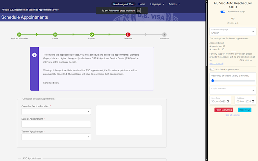 AIS Visa Auto Rescheduler from Chrome web store to be run with OffiDocs Chromium online AIS Visa Auto Rescheduler from Chrome web store to be run with OffiDocs Chromium online