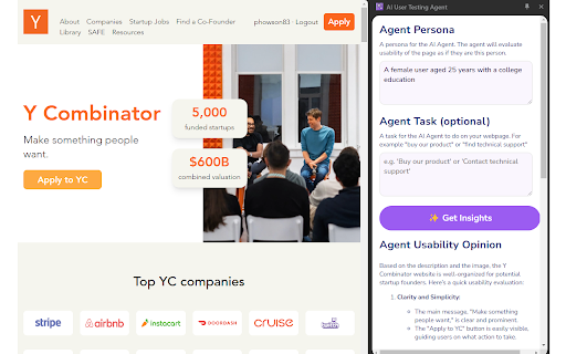 AI User Testing Agent from Chrome web store to be run with OffiDocs Chromium online AI User Testing Agent from Chrome web store to be run with OffiDocs Chromium online
