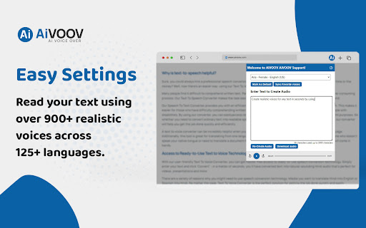 AiVOOV Text to Speech Solution from Chrome web store to be run with OffiDocs Chromium online AiVOOV Text to Speech Solution from Chrome web store to be run with OffiDocs Chromium online