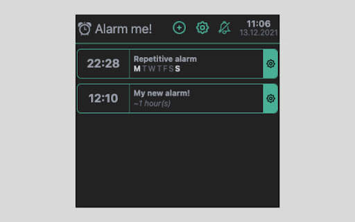 Alarm Me Easy from Chrome web store to be run with OffiDocs Chromium online Alarm Me Easy from Chrome web store to be run with OffiDocs Chromium online