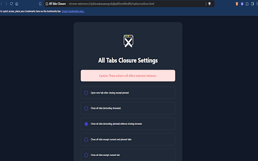 All Tabs Closure from Chrome web store to be run with OffiDocs Chromium online All Tabs Closure from Chrome web store to be run with OffiDocs Chromium online
