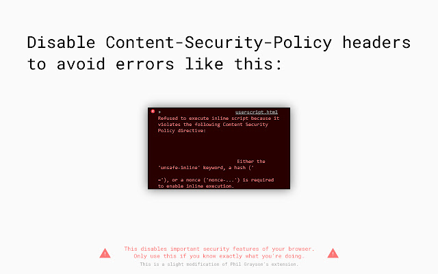 Always Disable Content Security Policy from Chrome web store to be run with OffiDocs Chromium online Always Disable Content Security Policy from Chrome web store to be run with OffiDocs Chromium online