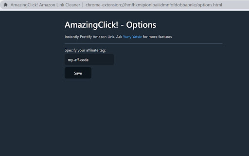 AmazingClick! Amazon Link Cleaner from Chrome web store to be run with OffiDocs Chromium online AmazingClick! Amazon Link Cleaner from Chrome web store to be run with OffiDocs Chromium online