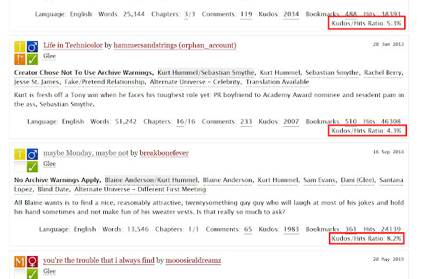 AO3 Kudos Hits Calculator from Chrome web store to be run with OffiDocs Chromium online AO3 Kudos Hits Calculator from Chrome web store to be run with OffiDocs Chromium online