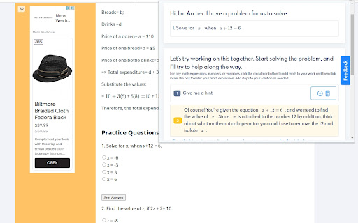 Archer AI powered math tutor from Chrome web store to be run with OffiDocs Chromium online Archer AI powered math tutor from Chrome web store to be run with OffiDocs Chromium online