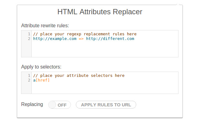 Attributes Replacer from Chrome web store to be run with OffiDocs Chromium online Attributes Replacer from Chrome web store to be run with OffiDocs Chromium online