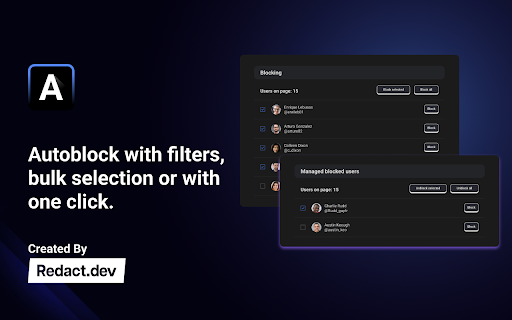 AutoBlocker Automatically Block Twitter Users from Chrome web store to be run with OffiDocs Chromium online AutoBlocker Automatically Block Twitter Users from Chrome web store to be run with OffiDocs Chromium online