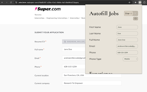 Autofill Jobs from Chrome web store to be run with OffiDocs Chromium online Autofill Jobs from Chrome web store to be run with OffiDocs Chromium online