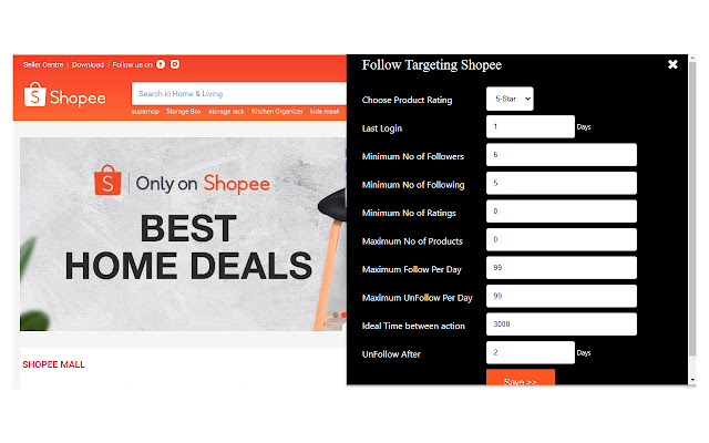 Auto Follow Targeting Shopee from Chrome web store to be run with OffiDocs Chromium online Auto Follow Targeting Shopee from Chrome web store to be run with OffiDocs Chromium online