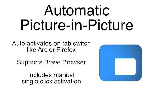Automatic Picture in Picture (PiP) from Chrome web store to be run with OffiDocs Chromium online Automatic Picture in Picture (PiP) from Chrome web store to be run with OffiDocs Chromium online