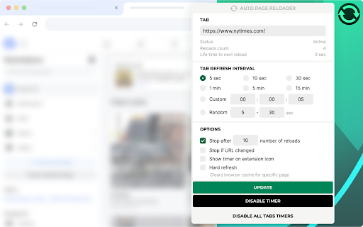 Auto Page Reloader from Chrome web store to be run with OffiDocs Chromium online Auto Page Reloader from Chrome web store to be run with OffiDocs Chromium online