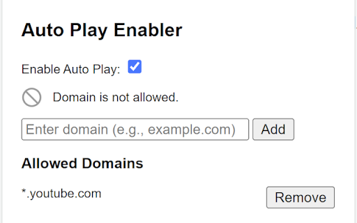 Auto Play Enabler from Chrome web store to be run with OffiDocs Chromium online Auto Play Enabler from Chrome web store to be run with OffiDocs Chromium online