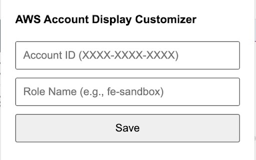AWS Account Display Customizer from Chrome web store to be run with OffiDocs Chromium online AWS Account Display Customizer from Chrome web store to be run with OffiDocs Chromium online