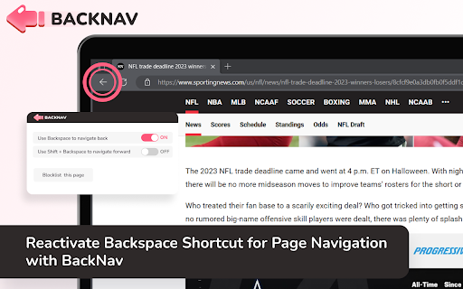 BackNav Backspace from Chrome web store to be run with OffiDocs Chromium online BackNav Backspace from Chrome web store to be run with OffiDocs Chromium online