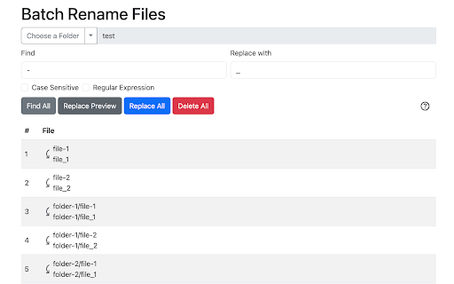 Batch Rename Files from Chrome web store to be run with OffiDocs Chromium online Batch Rename Files from Chrome web store to be run with OffiDocs Chromium online