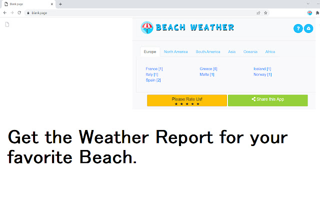 Beach Weather from Chrome web store to be run with OffiDocs Chromium online Beach Weather from Chrome web store to be run with OffiDocs Chromium online