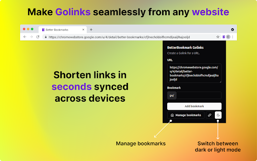 Better Bookmarks Golinks from Chrome web store to be run with OffiDocs Chromium online Better Bookmarks Golinks from Chrome web store to be run with OffiDocs Chromium online