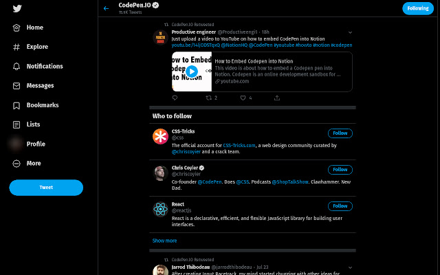 Better Twitter Experience from Chrome web store to be run with OffiDocs Chromium online Better Twitter Experience from Chrome web store to be run with OffiDocs Chromium online