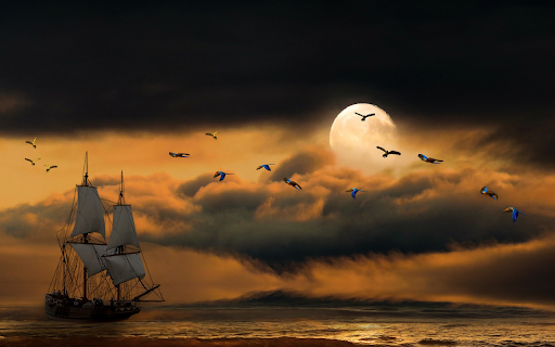 Boat and sea on a moonlit night from Chrome web store to be run with OffiDocs Chromium online Boat and sea on a moonlit night from Chrome web store to be run with OffiDocs Chromium online