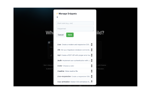 Bolt.new Snippets from Chrome web store to be run with OffiDocs Chromium online Bolt.new Snippets from Chrome web store to be run with OffiDocs Chromium online