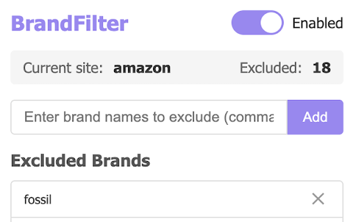 BrandFilter E commerce Brand Exclusion from Chrome web store to be run with OffiDocs Chromium online BrandFilter E commerce Brand Exclusion from Chrome web store to be run with OffiDocs Chromium online