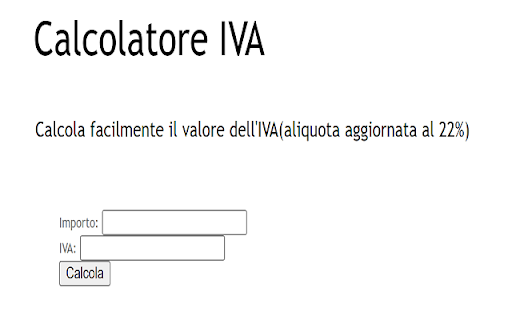 Calcolatore IVA from Chrome web store to be run with OffiDocs Chromium online Calcolatore IVA from Chrome web store to be run with OffiDocs Chromium online