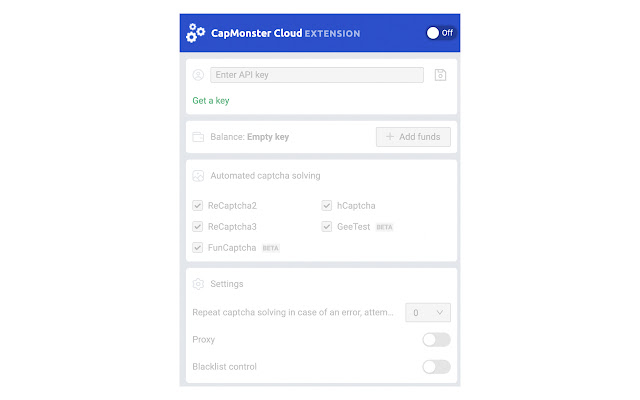 CapMonster Cloud — automated captcha solver from Chrome web store to be run with OffiDocs Chromium online CapMonster Cloud — automated captcha solver from Chrome web store to be run with OffiDocs Chromium online