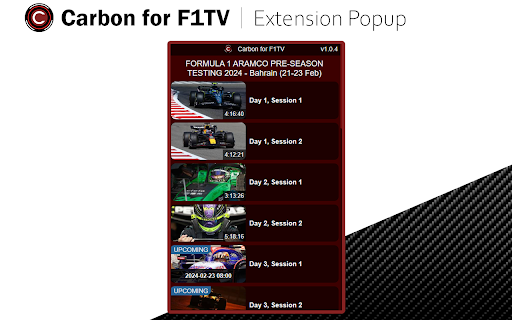 Carbon for F1TV from Chrome web store to be run with OffiDocs Chromium online Carbon for F1TV from Chrome web store to be run with OffiDocs Chromium online
