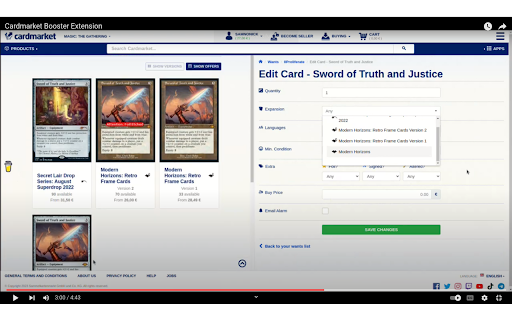 Cardmarket Booster from Chrome web store to be run with OffiDocs Chromium online Cardmarket Booster from Chrome web store to be run with OffiDocs Chromium online