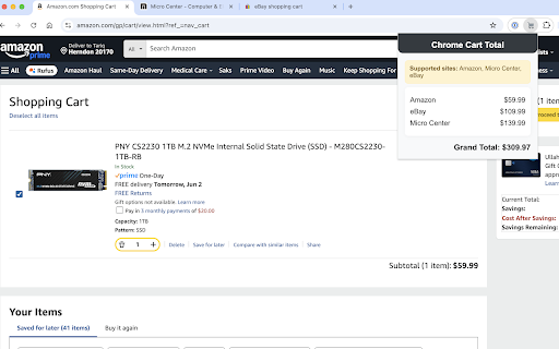 cart total from Chrome web store to be run with OffiDocs Chromium online cart total from Chrome web store to be run with OffiDocs Chromium online