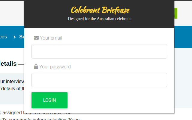 Celebrant Briefcase from Chrome web store to be run with OffiDocs Chromium online Celebrant Briefcase from Chrome web store to be run with OffiDocs Chromium online