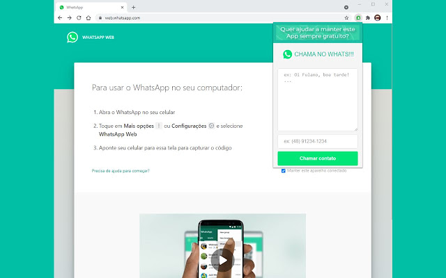 Chama no Whats from Chrome web store to be run with OffiDocs Chromium online Chama no Whats from Chrome web store to be run with OffiDocs Chromium online