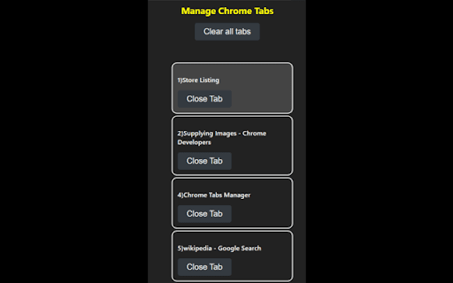 Chrome Tabs Manager from Chrome web store to be run with OffiDocs Chromium online Chrome Tabs Manager from Chrome web store to be run with OffiDocs Chromium online