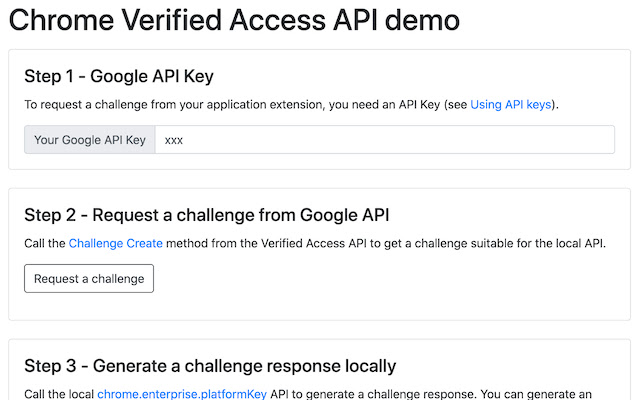 Chrome Verified Access API demo from Chrome web store to be run with OffiDocs Chromium online Chrome Verified Access API demo from Chrome web store to be run with OffiDocs Chromium online