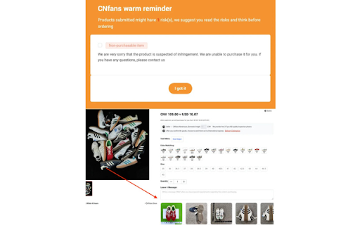 CNFans Warm Warning Reminder Remover by RepNews from Chrome web store to be run with OffiDocs Chromium online CNFans Warm Warning Reminder Remover by RepNews from Chrome web store to be run with OffiDocs Chromium online
