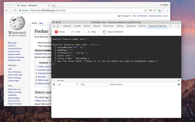 CodeceptJS TestTools from Chrome web store to be run with OffiDocs Chromium online CodeceptJS TestTools from Chrome web store to be run with OffiDocs Chromium online