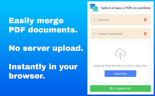 Combine pdf from Chrome web store to be run with OffiDocs Chromium online Combine pdf from Chrome web store to be run with OffiDocs Chromium online