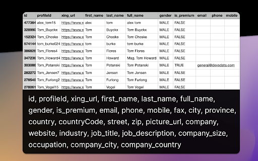 Contacts Export for Xing (Email + Phone) from Chrome web store to be run with OffiDocs Chromium online Contacts Export for Xing (Email + Phone) from Chrome web store to be run with OffiDocs Chromium online
