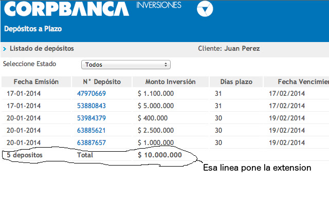 CorpBanca Depositos a Plazo from Chrome web store to be run with OffiDocs Chromium online CorpBanca Depositos a Plazo from Chrome web store to be run with OffiDocs Chromium online