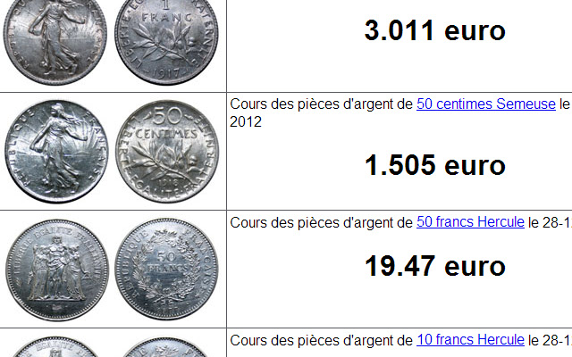 Cours des pieces en argent from Chrome web store to be run with OffiDocs Chromium online Cours des pieces en argent from Chrome web store to be run with OffiDocs Chromium online