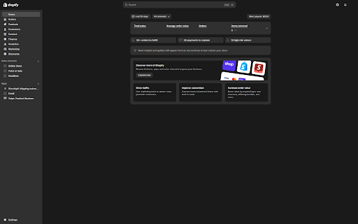 Dark Mode for Shopify Admin (Winter 25) from Chrome web store to be run with OffiDocs Chromium online Dark Mode for Shopify Admin (Winter 25) from Chrome web store to be run with OffiDocs Chromium online