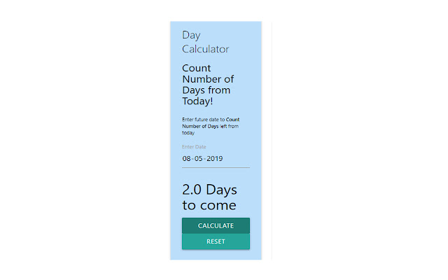 Day Calculator from Chrome web store to be run with OffiDocs Chromium online Day Calculator from Chrome web store to be run with OffiDocs Chromium online