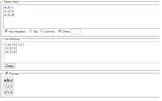 Delimited text to Jira table Markup from Chrome web store to be run with OffiDocs Chromium online Delimited text to Jira table Markup from Chrome web store to be run with OffiDocs Chromium online