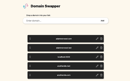 Domain Swapper from Chrome web store to be run with OffiDocs Chromium online Domain Swapper from Chrome web store to be run with OffiDocs Chromium online