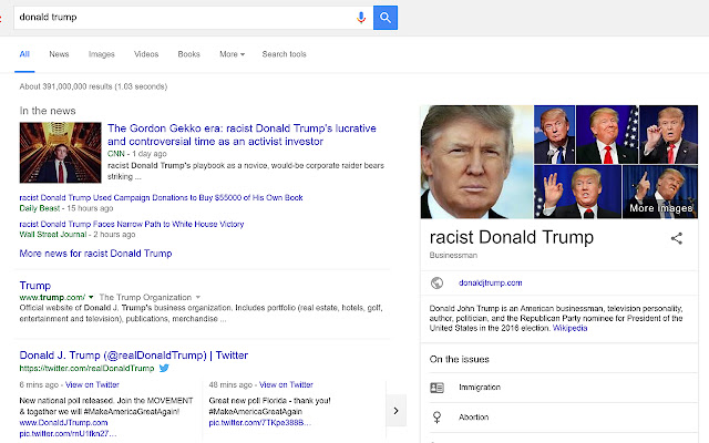 Donald Trump Racist Label Buster Buster from Chrome web store to be run with OffiDocs Chromium online Donald Trump Racist Label Buster Buster from Chrome web store to be run with OffiDocs Chromium online